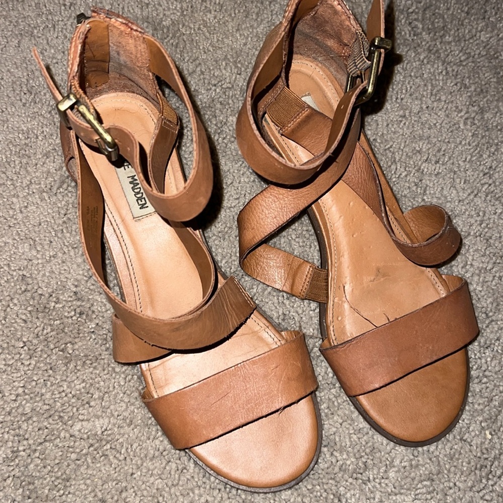 Steve Madden brown leather heeled sandals